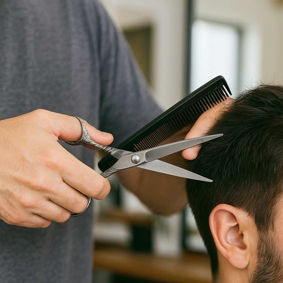 Artisan Shears cutting hair - Shave Essentials