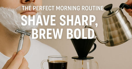 A man shaves and coffee is being poured 