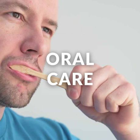 Man brushing his teeth with a bamboo toothbrush | Shave Essentials