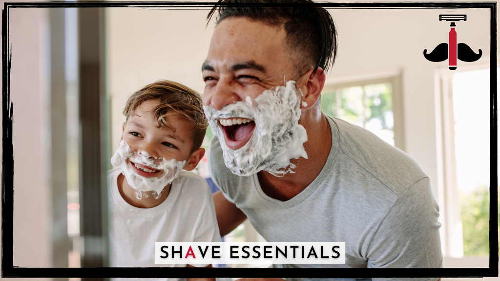 Father and Son shaving together covered in shave cream | Shave Essentials