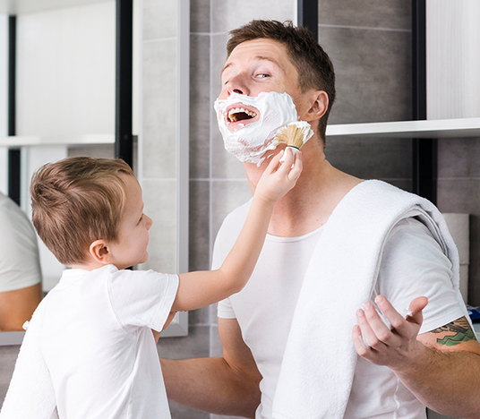 Son shaving with dad - Shave Essentials